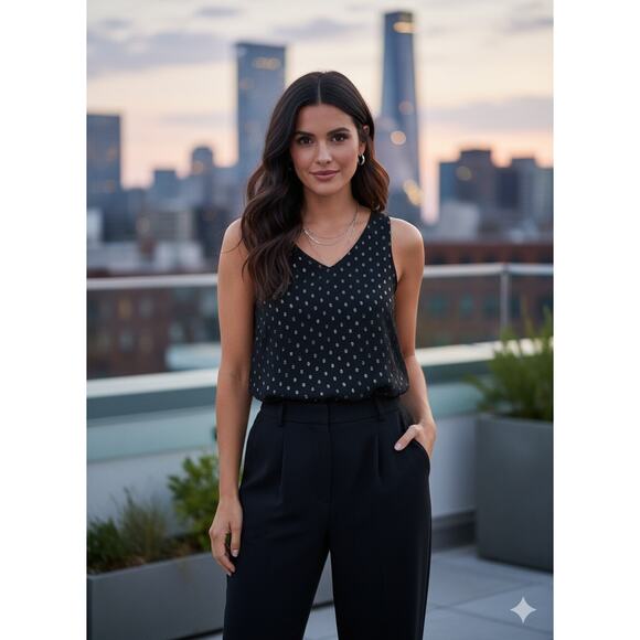 Lilly Pulitzer Womens XS Preppy Glam Party Holiday Florin Silk Metallic Dot Tank - Picture 2 of 11